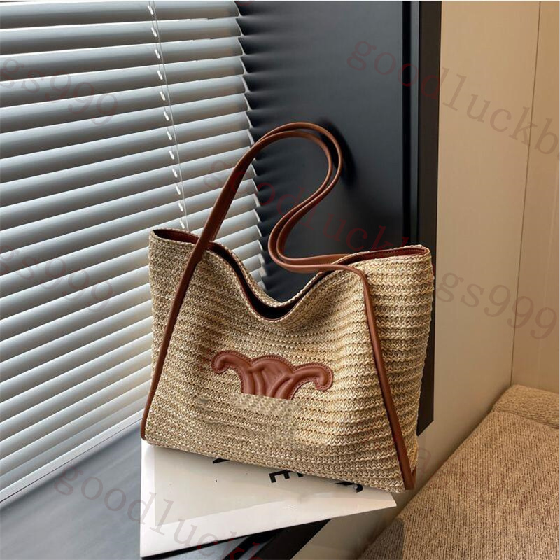 Zomer geweven tas dames ontwerper strandtas dame vintage single schoudertas tas mode all-in-one grote capaciteit weekend vakantie onderarm tas stro weave handtas