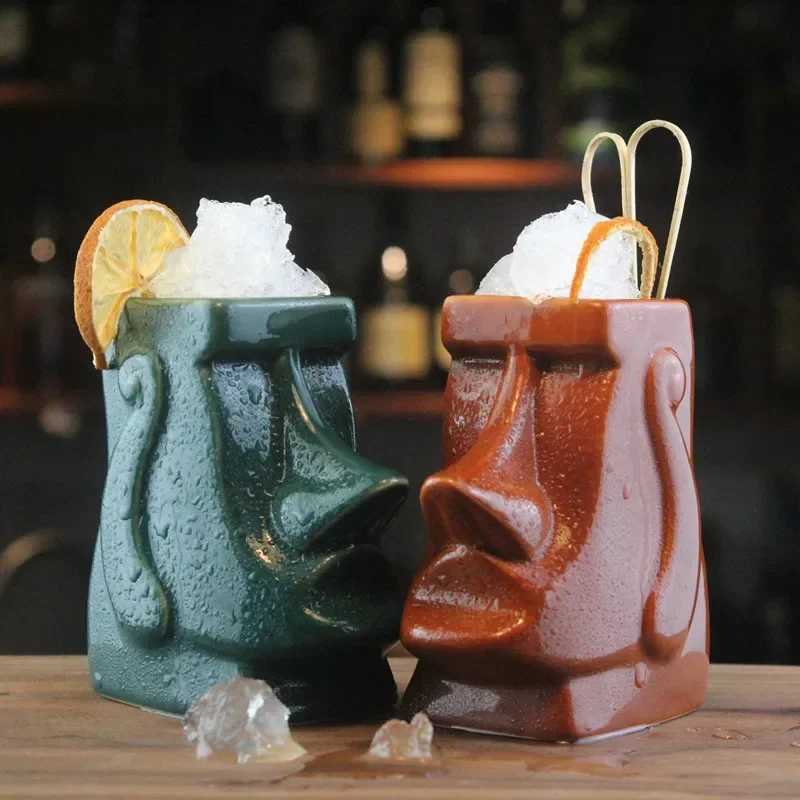 Tassen 100ml Tiki Cup Keramik Hawaiianer Cocktail Cup Creative Tiki Cup Home Decoration Creative Fun Cup Bier Beverage Cup Luxusgeschenk J240428