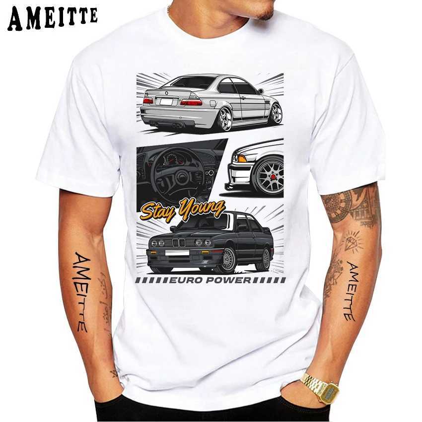 Herren-T-Shirts Neue Sommermänner Kurzer Slve Drive Das klassische Deutschland Eudm-E34 M5 E30 Autobild T-Shirt Vintage Boy Casual Tops Mann White TS T240425