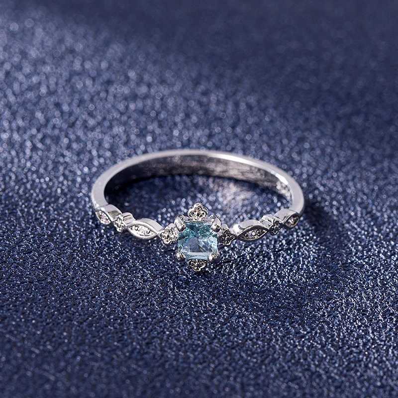 Pierścienie zespołowe modne 925 Srebrny pierścionek biżuterii z niebieskim kamieniem szlachetnym odpowiednią do kobiet wesel