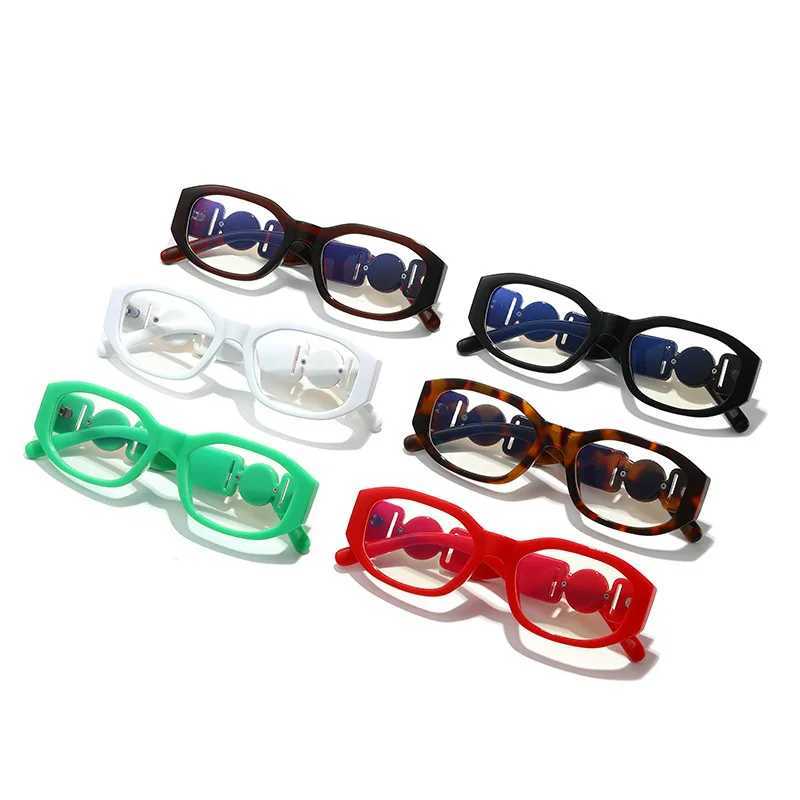 Lunettes de soleil de mode Frames Retro Polygon Anti Blue Lights Lights Fomen Femmes Brand Small Frame Clear Lens Spectacle Optical Goggles Femme Square Eyeglass T240428