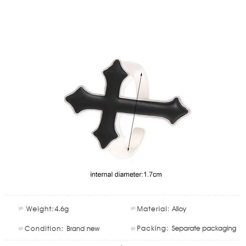 Bandringen retro punk cross ring unisex open verstelbare ring mode gotisch hoogwaardige vingerring feestjuwelen accessoires cadeau Q240427