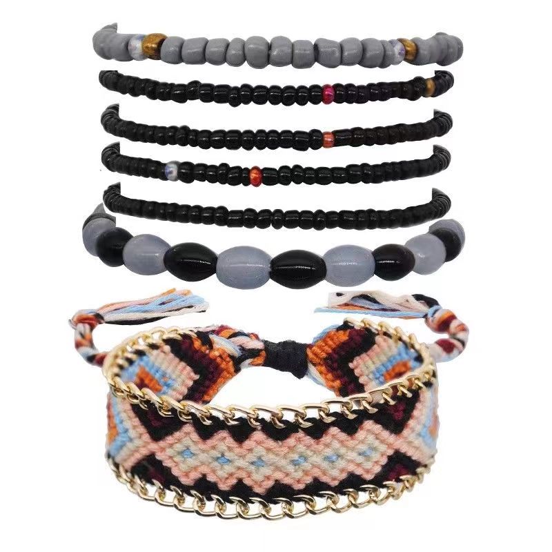 Europäische und amerikanische handgefertigte Perlenaugen Retro Bohemian National Wind Rice Perlen Fashion Dämon Augen Mehrschichtiger Armband weibliche Liebessegungserfolger Erfolg