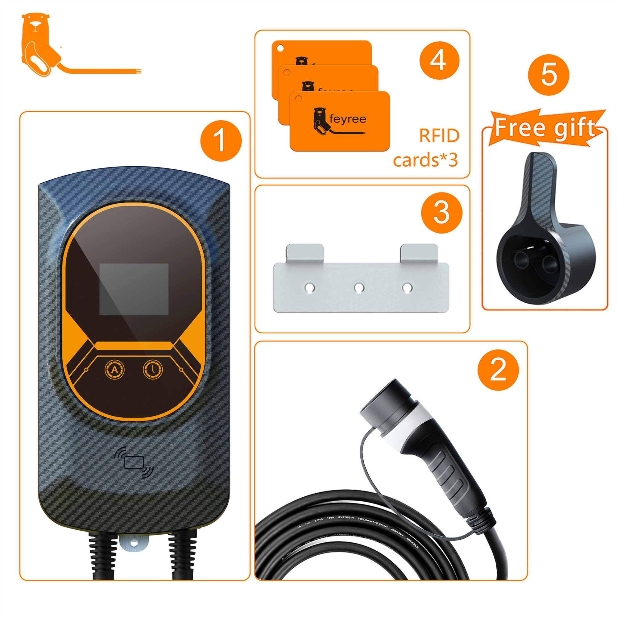 EVSE APP Control Wallbox EV Charger Type2 Cable 32A 7.6KW 1Phase For Electric Vehicle Car Charger 11KW 22KW 3 Phase