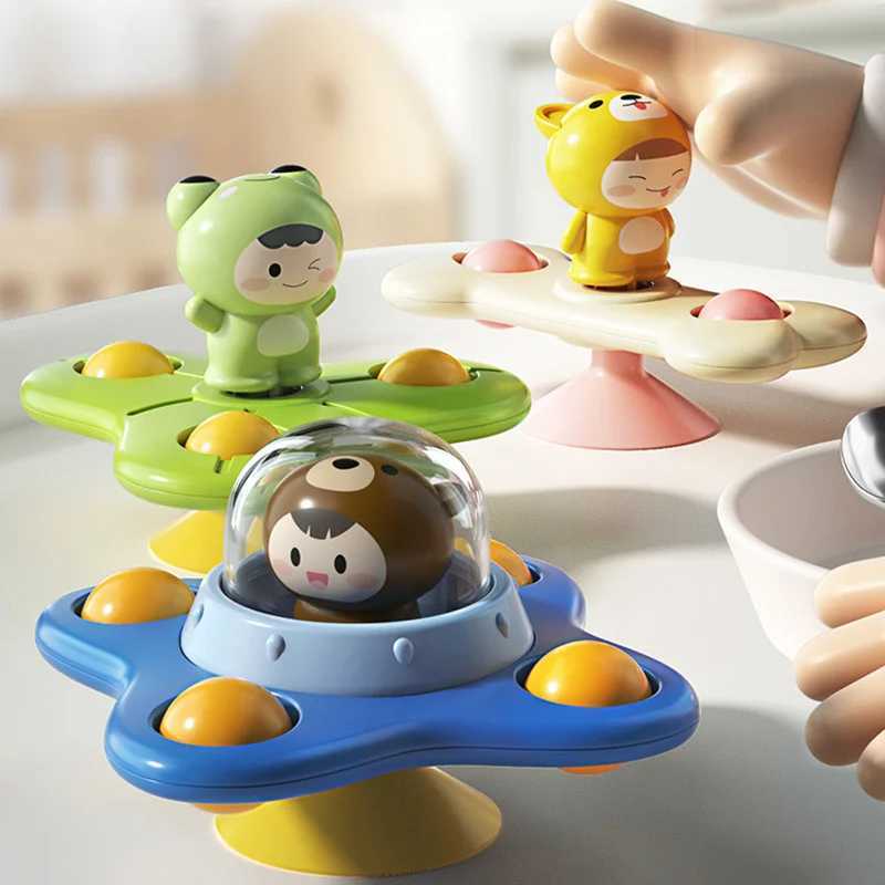 Babybadspielzeug Baby Spielzeug Saugnapfspinner Spielzeug für Kleinkinder Handzappern sensorische Spielzeuge Stressabbau Bildung rotierende Rasseln