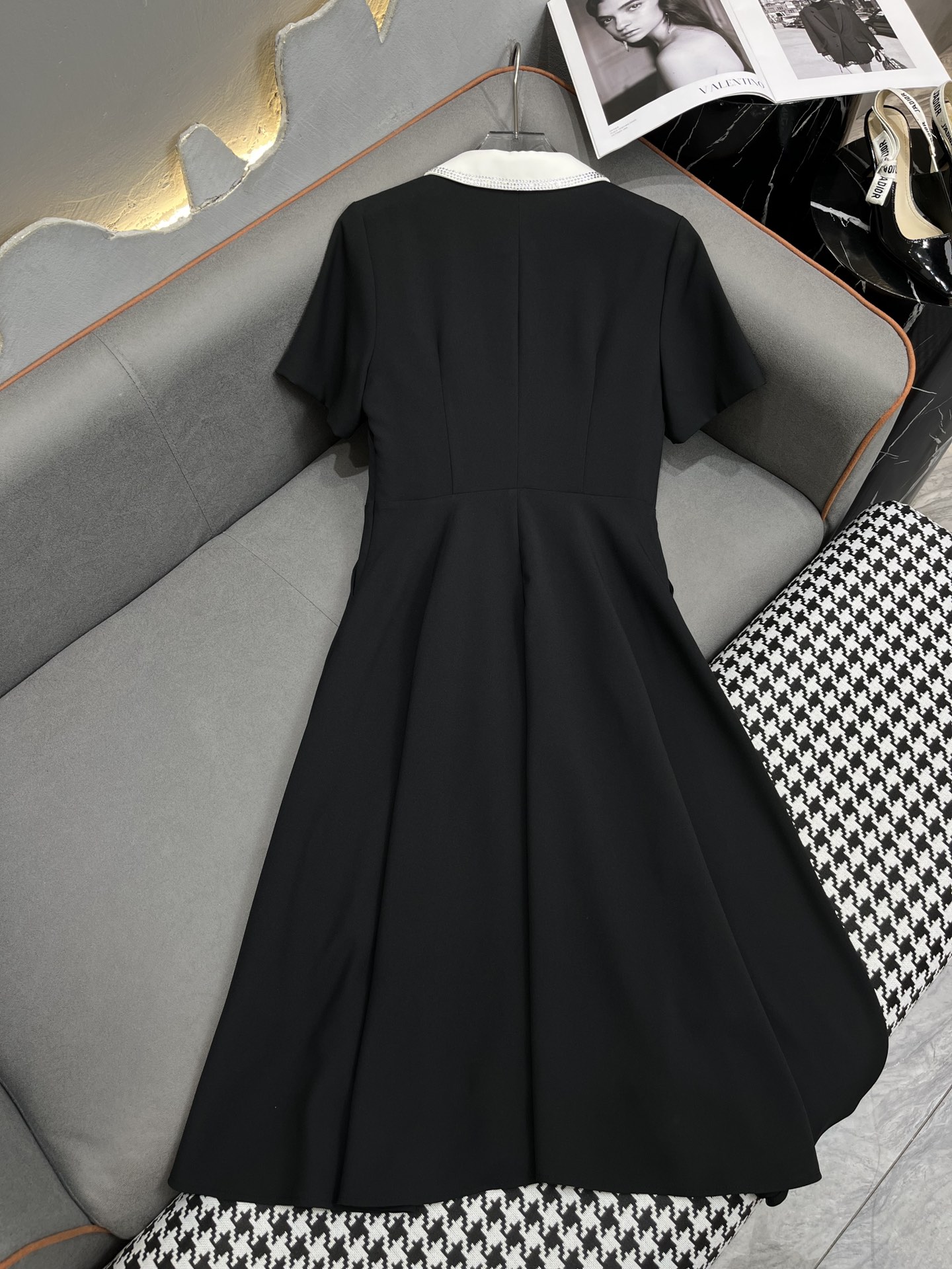 2024 Summer Beading Women's Dress Doll Collar Short-Sleeve Silim Slim Csual Long Woman's Dress XDBD004