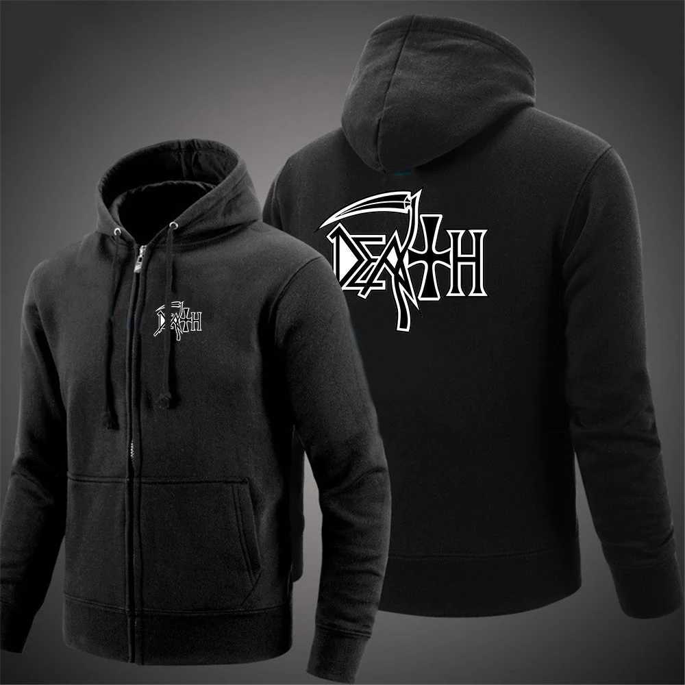 Men's Hoodies Sweatshirts Death Rock Band Heavy Metal Printed New Mens Spring Autumn Coats Slve Leisure High Quty Sweatshirt Zipper Hooded Jacket T240428