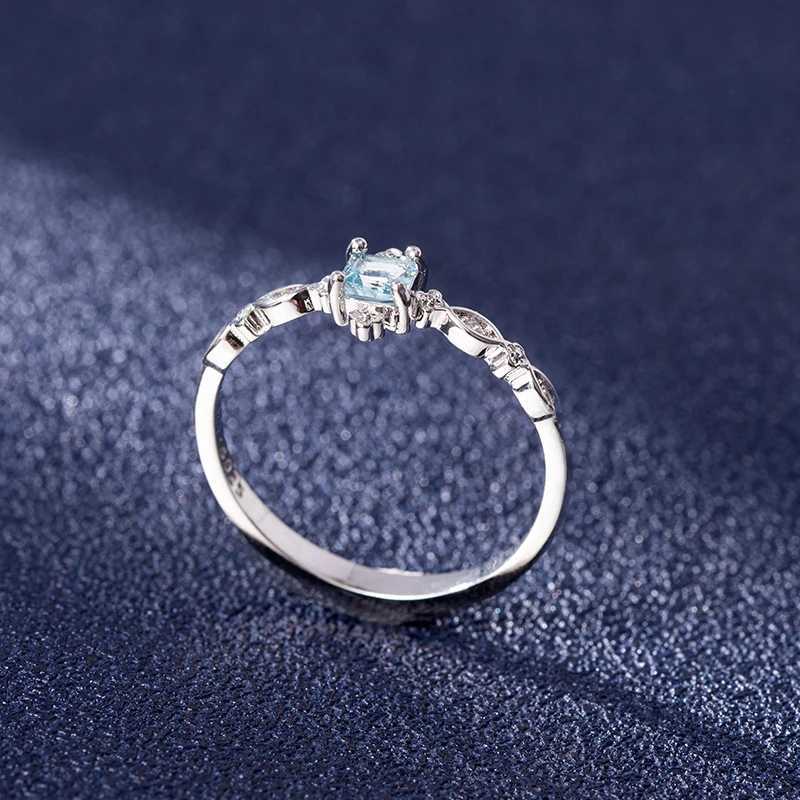 Pierścienie zespołowe modne 925 Srebrny pierścionek biżuterii z niebieskim kamieniem szlachetnym odpowiednią do kobiet wesel