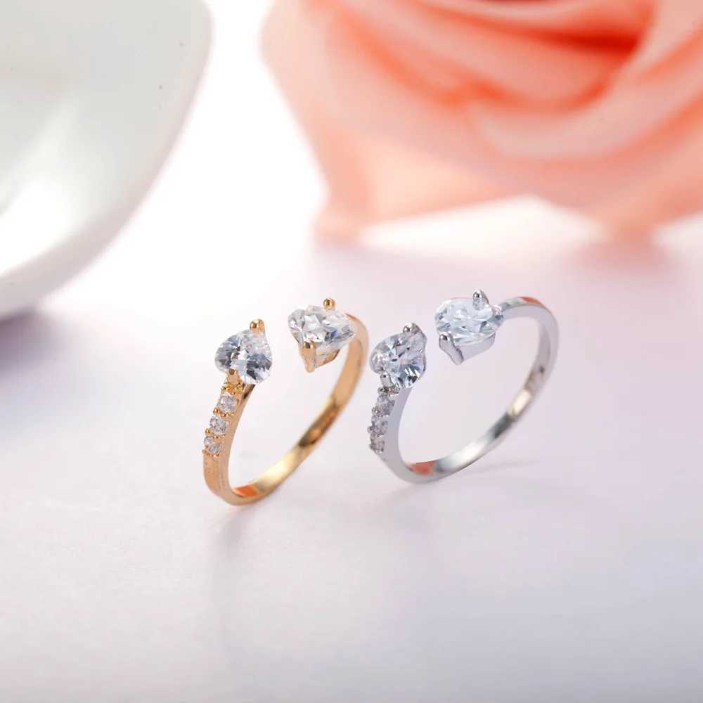 Anneaux de mariage Anneau de zircon en forme de coeur pour femmes Luxury Luxury Tempérament individualisé Ring Open Advanced Sense Ring Fashion