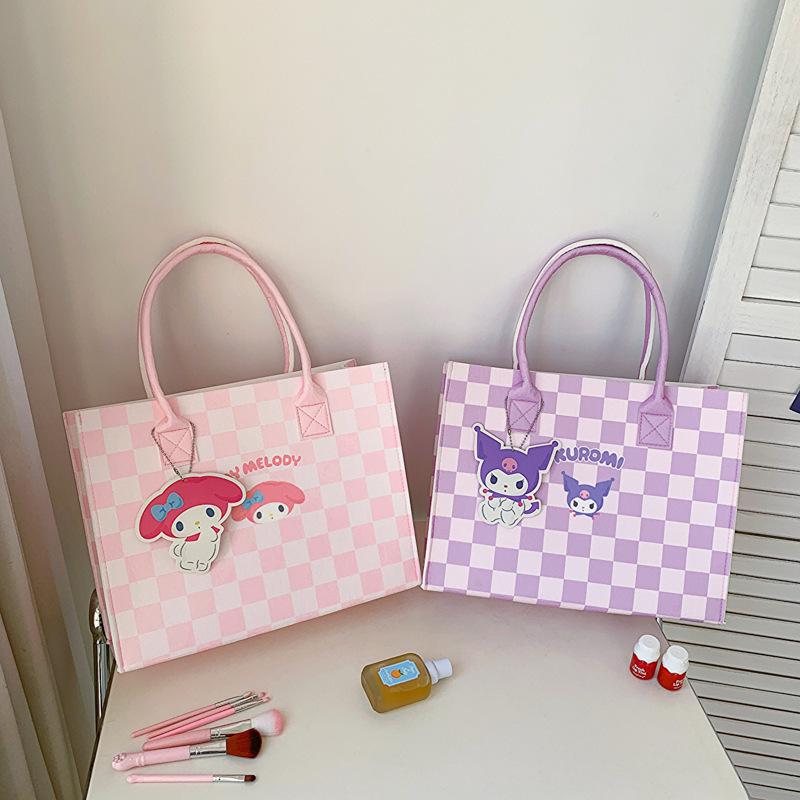 New Cartoon Kuromi Felt Tote Bag, Handbag, Zero Wallet, Grab Machine Doll Storage Bag