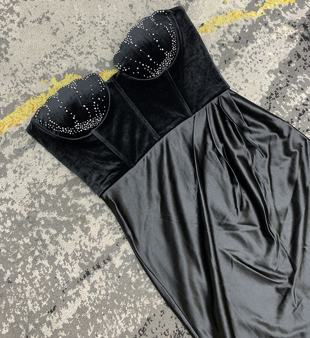 416 XL 2024 Milan Runway Dress SPring Summer Sleeveless Strapless Black Womens Dress Fashion High quality mofe