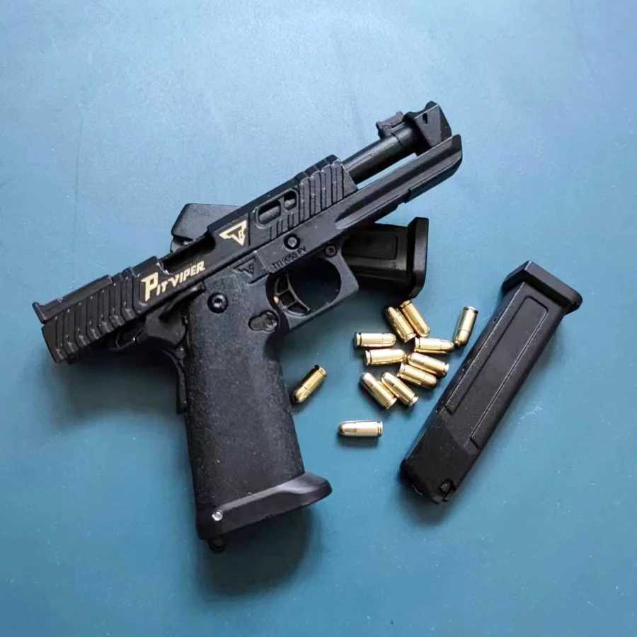 Gun Toys Alloy Empire G34 TTI Pit Viper Pistol Model 1 3 Rzuć Shell Mini Toy Ground Blak Blakena Demontaż dla dorosłych dzieci Prezent T2404