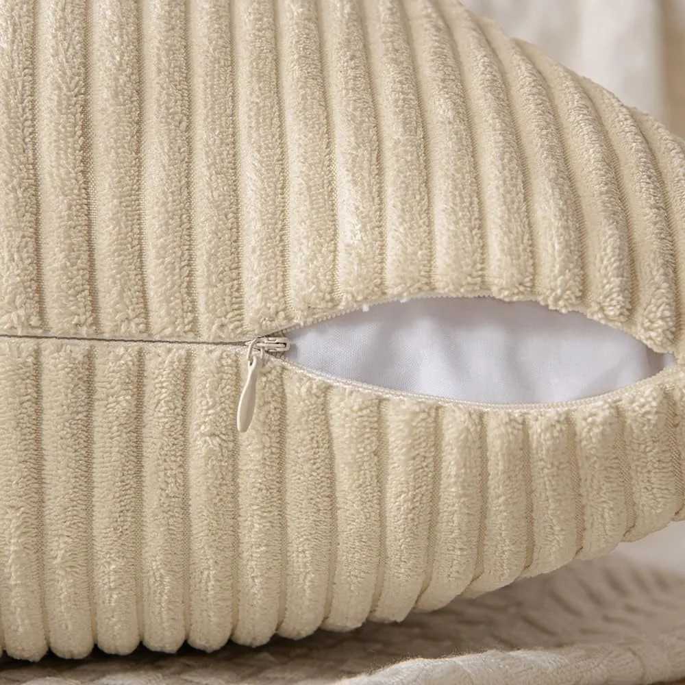 Kudde/dekorativt skarvt kast täcke corduroy kudde täcke beige solid fodral heminredning för soffa vardagsrum säng ryggtäcke