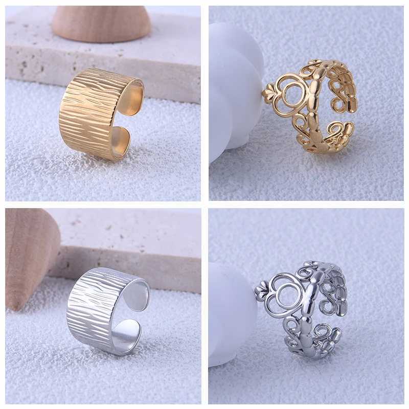 Wedding Rings Fashion Exquisite Stainless Steel Gold Plated Ring Simple Do Not Fading Holiday Party Anniversary Gift Jewelry Wholesale