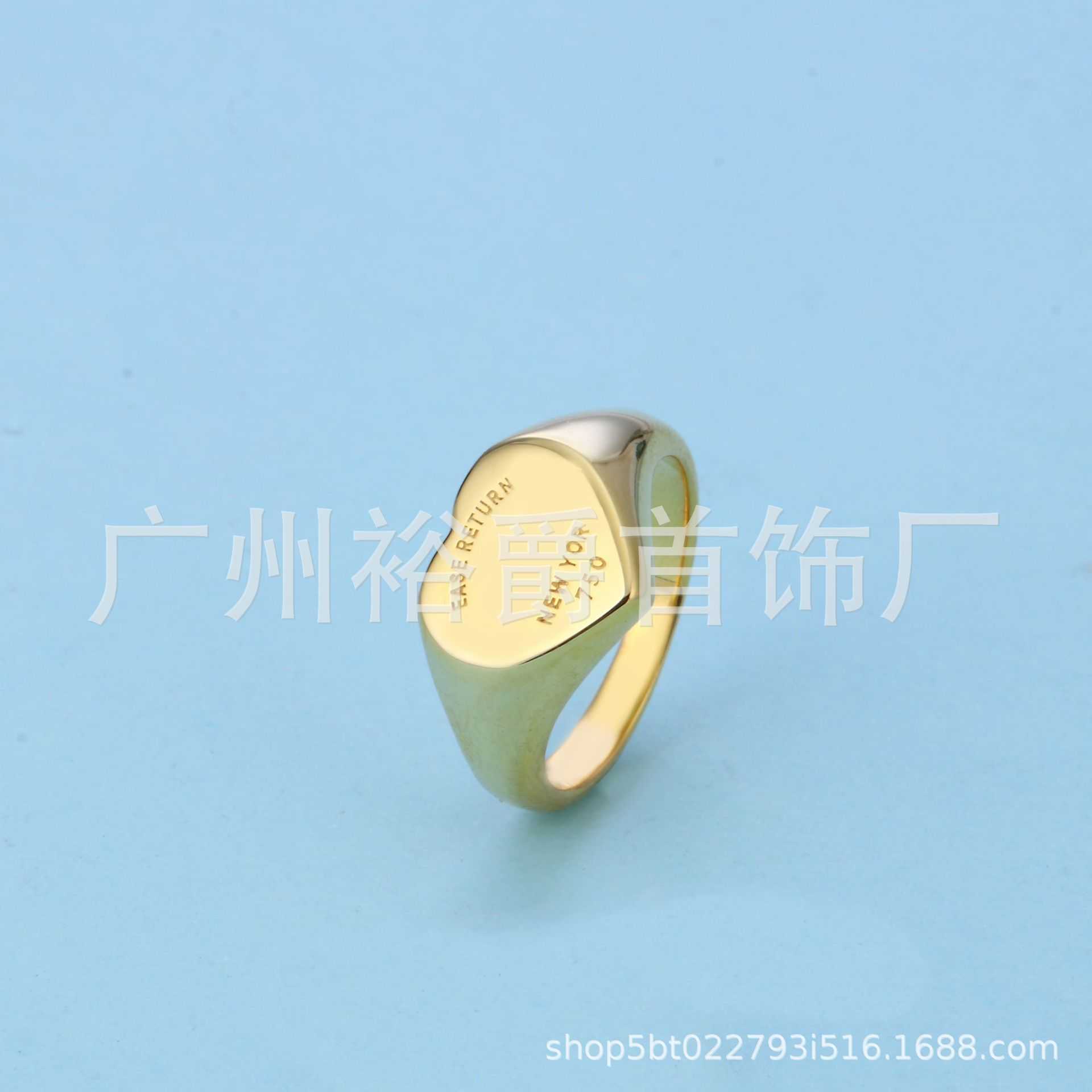 Bande de femmes Tiifeany Ring Jewelry Love Face lisse Face blanc cuivre plaqué 18k Gold CNC Steel Sceaulle à main