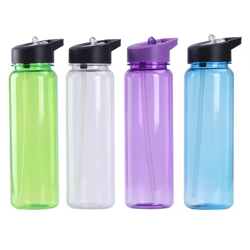 Herbruikbaar 24 oz plastic sport waterfles acryl tumbler cups reizen drink sap drankjes sippy cups met flip lekbestendig deksels en draaggreep