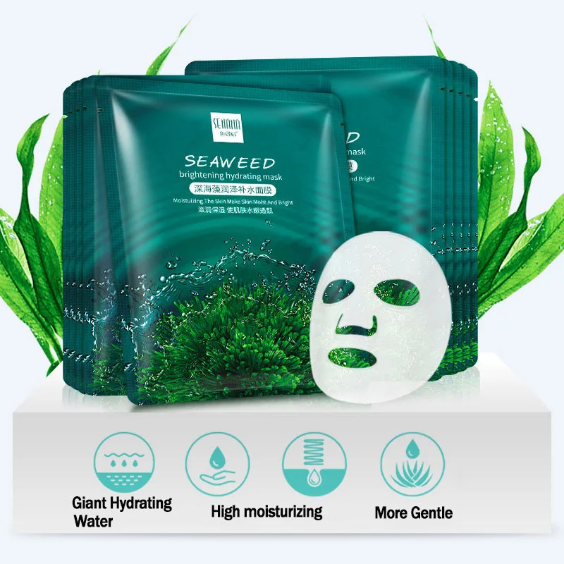 Máscaras algas marinas Hidratando el cuidado de la piel Control de aceite de la máscara blanqueamiento por pore contra la máscara facial antihrugas anti -envejecimiento