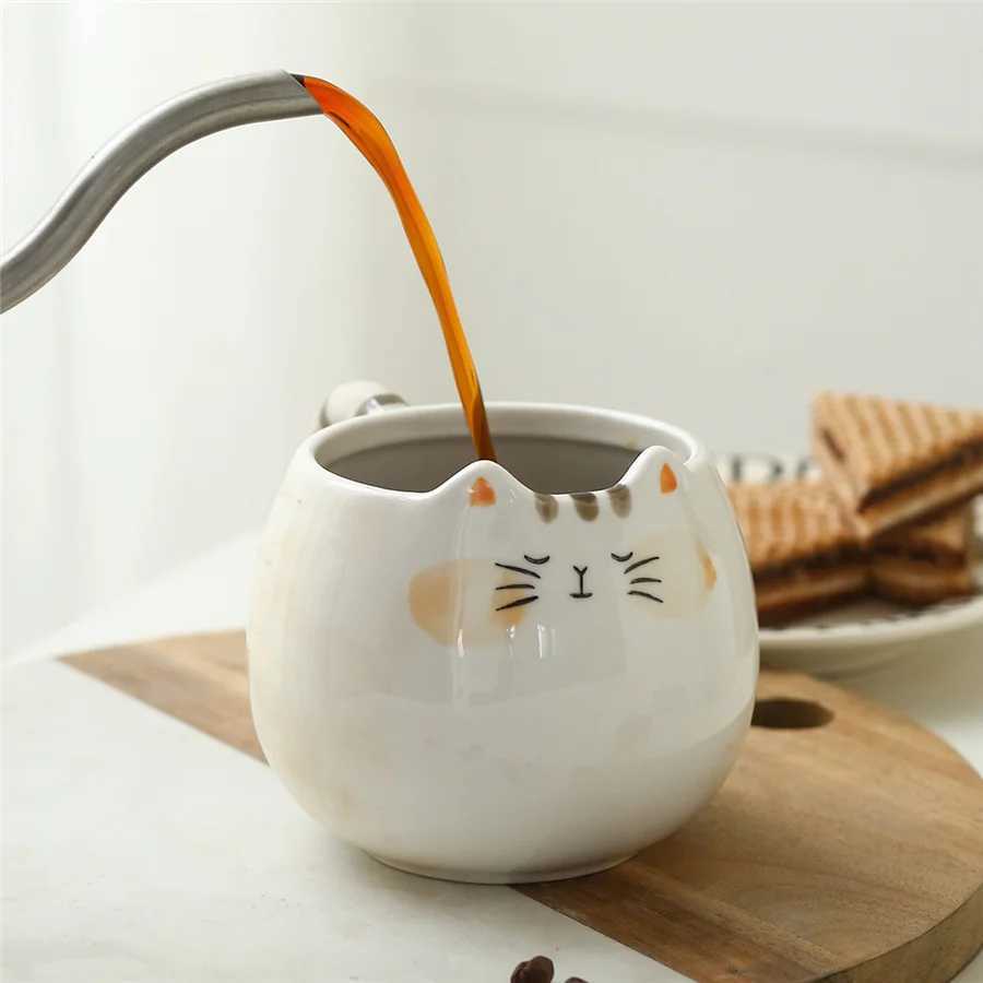 Tazas 1 linda taza de cerámica en forma de gato 380 ml/13 oz de café y taza de agua J240428