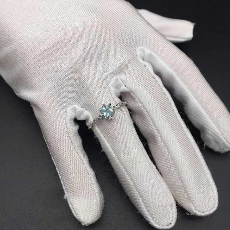 Anelli di banda anello di gioielli in argento alla moda con anello di pietra pregiata a zircone blu adatto i matrimoni femminili promesse regali di festa all'ingrosso q240427
