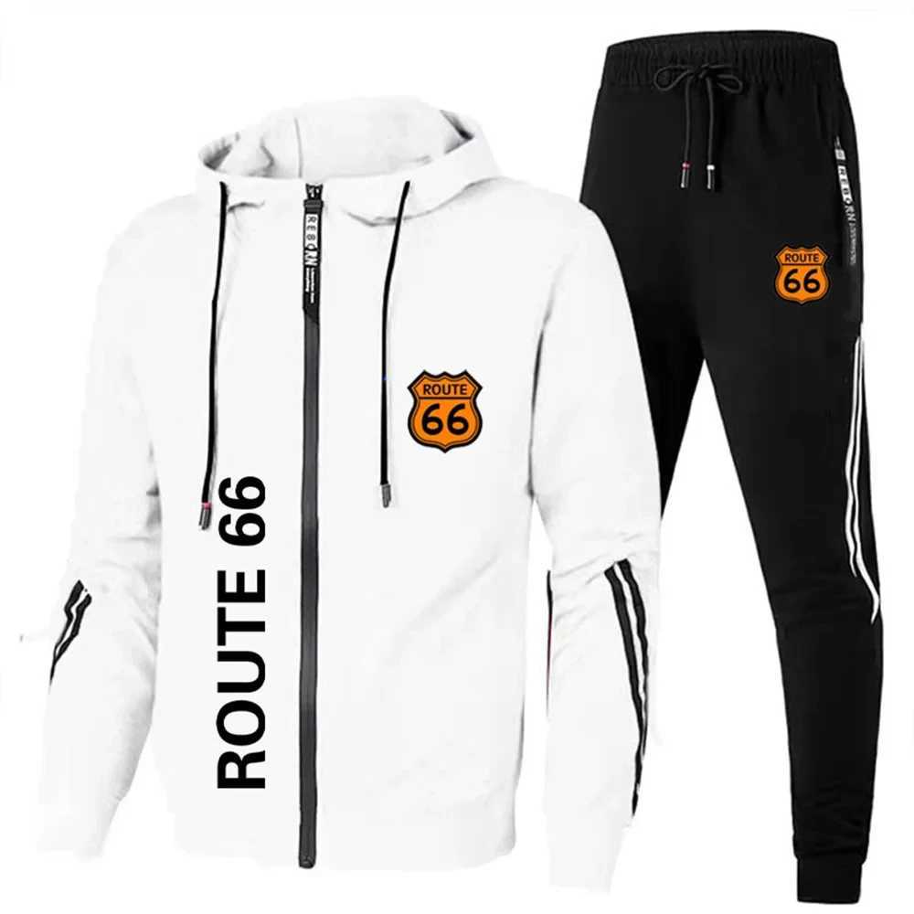 Men's Tracksuits 2024 high-end fashion road mens sportswear set spring and autumn couple outfit training fashionable and handsome tw T240428