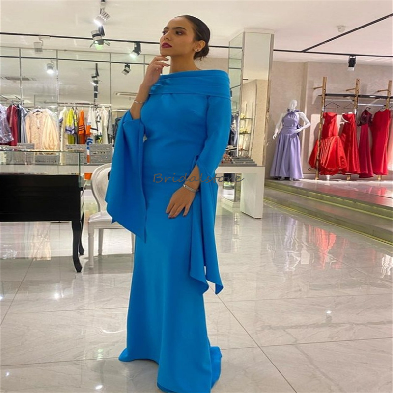 Robes de soirée bleu royal lilas Dubaï Sirène arabe de robe de bal à épaules 2024