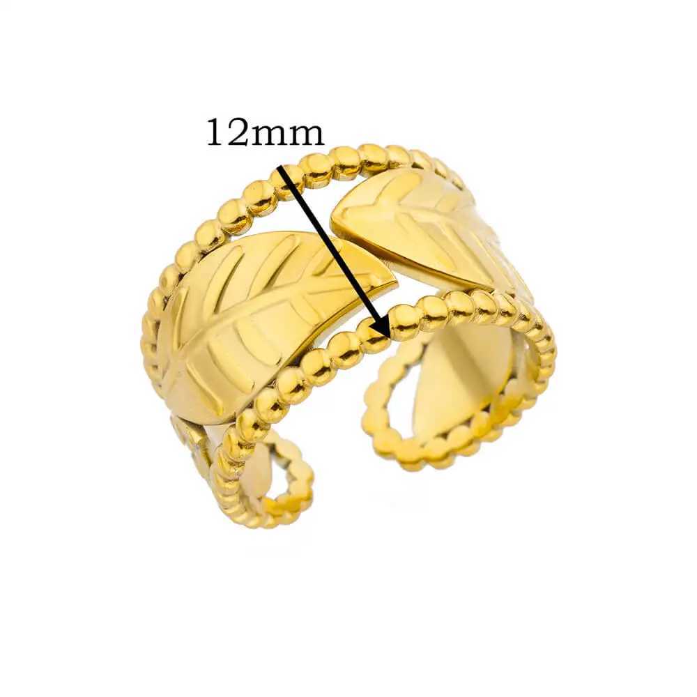 Anelli nuziali anelli di consistenza in acciaio inossidabile a foglia minimalista donne golli di gioielli ad anello estetico oro