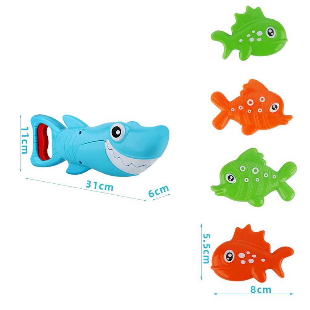 Baby Bath Toys Funny Shark Grabber Bath Toy For Boys Girls Catch With 4 Fishes BathTub Interactive Bathing Puzzle Fishing Water Toy