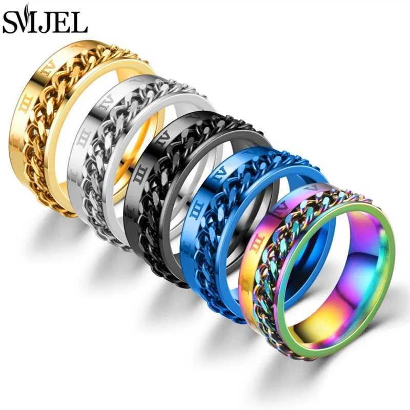 Bandringe Cool Titanium Stahl rotierende Kettenglieder für Paare hochwertige multifunktionale Flaschenöffner rotierende Ringschmuck Punk Geschenk Q240427