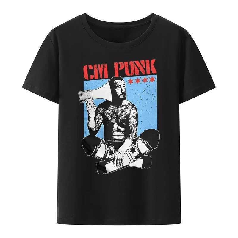 T-shirt maschile Summer Short Slave Gift T-shirt Vintage Fun Fun Cm Punk T-shirt American Professional Wrestler Fashion T-shirt T240425