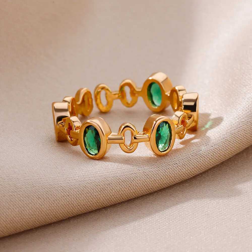 Anelli di apertura cavo irregolari donna in acciaio inossidabile dorato colore geometrico anello di cristallo zircone lucido gioiello alla moda q240427