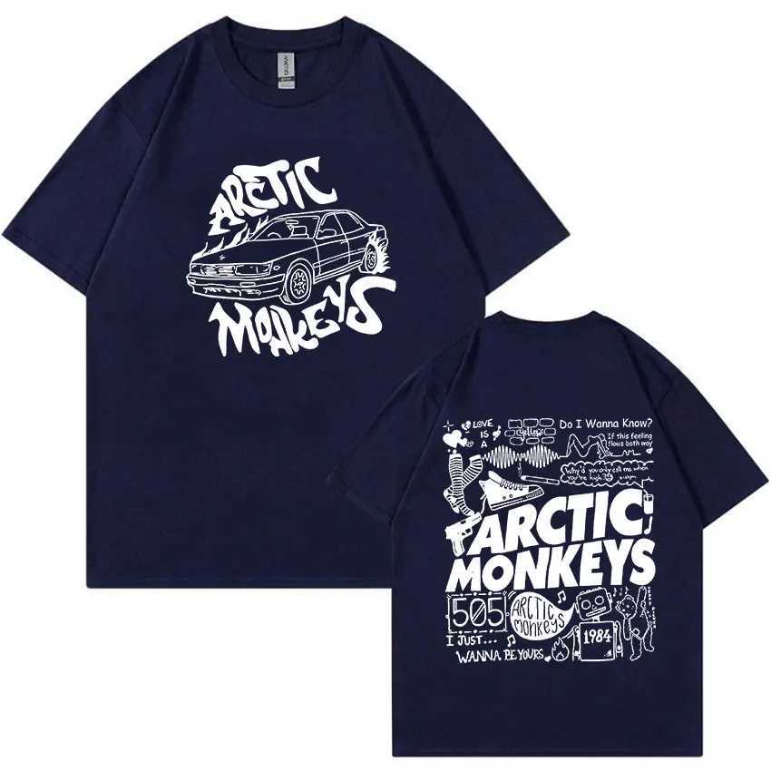 Herren T-Shirts Rock Arctic Monkeys 2023 Tour Music Tracklist Print T-Shirts Männer Frauen Hip Hop Retro Mode Baumwolle Übergroßes T-Shirt Strtwear T240425