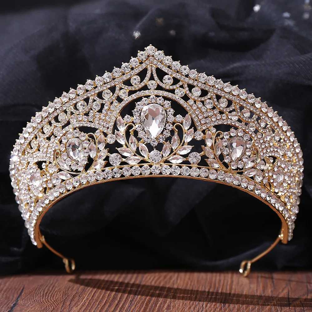 Tiaras blå kristall bröllopsklänning tiara krona lyx elegant strass tiara bröllop huvudbonad hår tillbehör smyckesuppsättningar