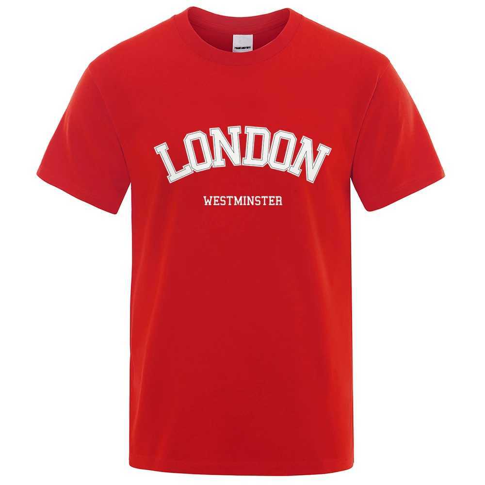 Herr t-shirts London Westminster Strt Letter Tops Herr Fashion T-shirt Hip Hop Sweat Cotton Casual Overized Men Clothes H240429