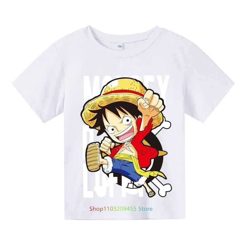 T-shirts Vêtements pour enfants Anime One Piece Luffy Gear 5 T-shirt T-shirt T-shirt T-shirt T-shirt T-shirt T-shirt Childrens Summer Short à manches topl2404