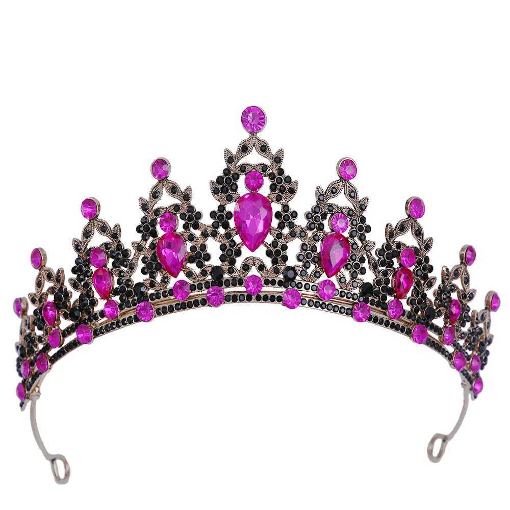 Tiaras Accessori capelli a corona cristallina rosa rosa rosa retrò tiara donne ragazze festeggiatori di abbigliamento capelli da sposa a corona da sposa gioielli