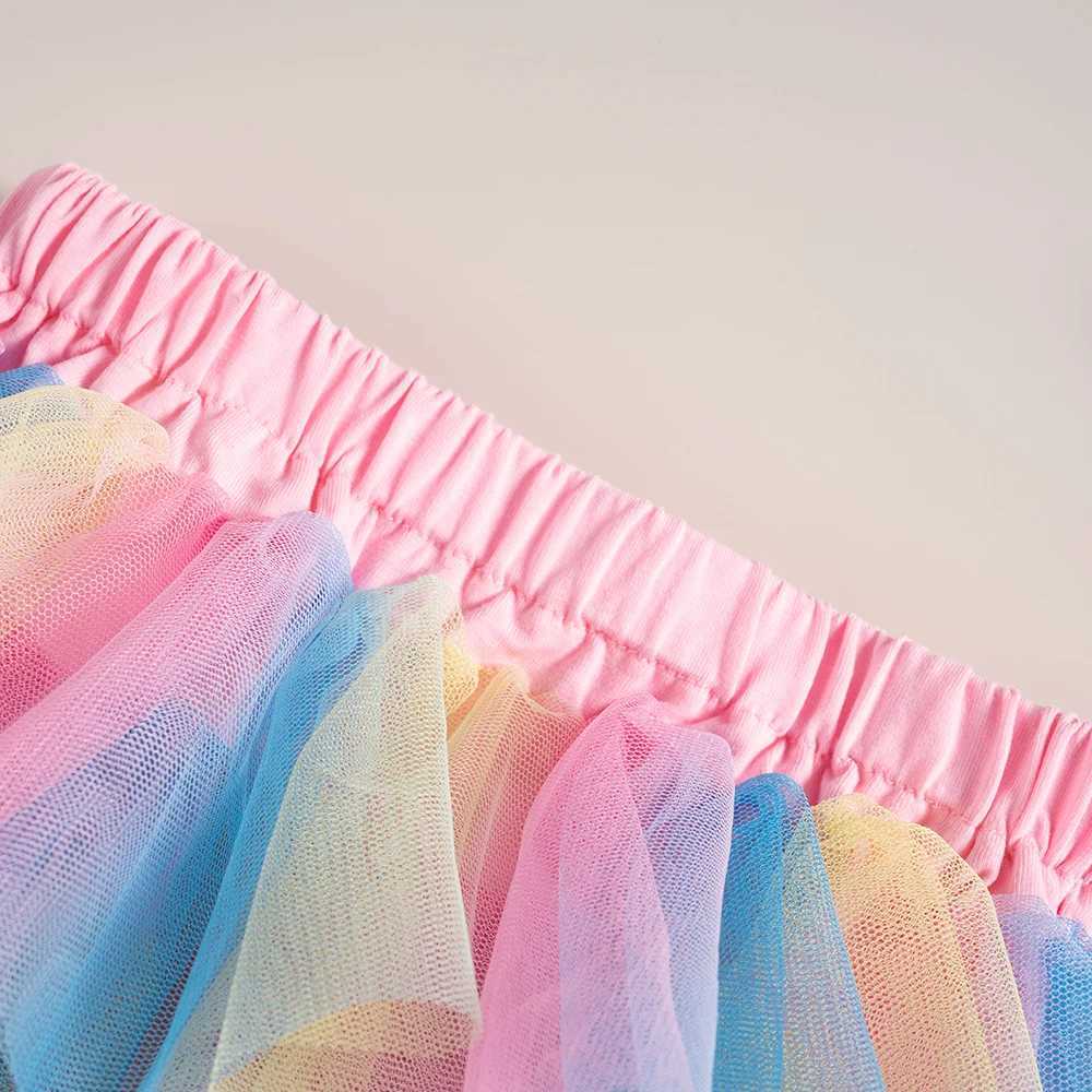 Skirts Summer Girls Tutu Skirt 1-4Y ldren Rainbow Princess Mini Skirts Toddler Girl Cute Skirts H240429