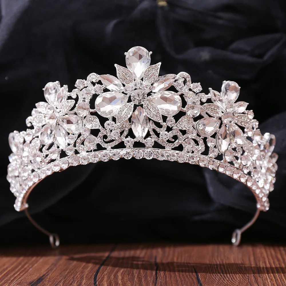 Tiaras zilveren kleur bruiloft haar accessoires luxe kristallen kroon tiara voor vrouwen kroon hoofdtooi bruids haar sieraden tiaras