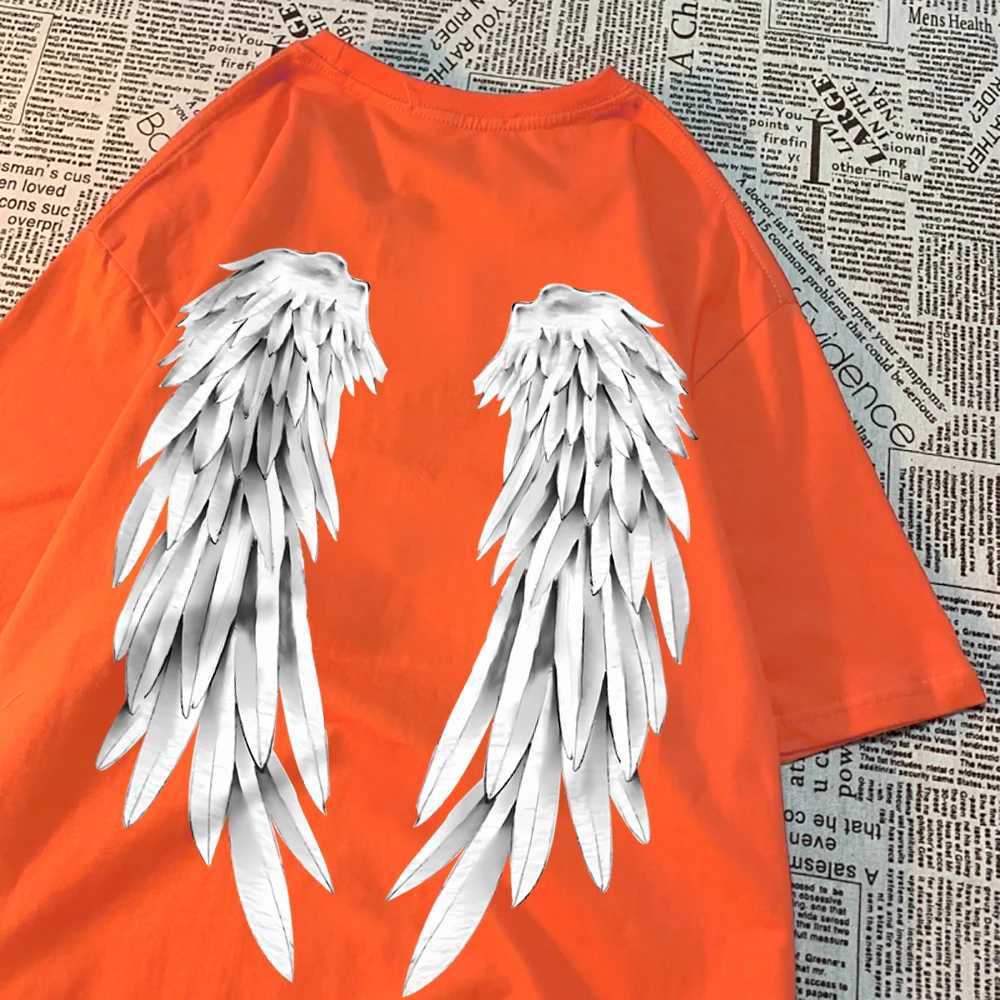 Herren T-Shirts Angel Wings Persönlichkeitsmuster T-Shirt Männer Frauen Hip Hop Qualität Kreativität O-Neck Tops H240429