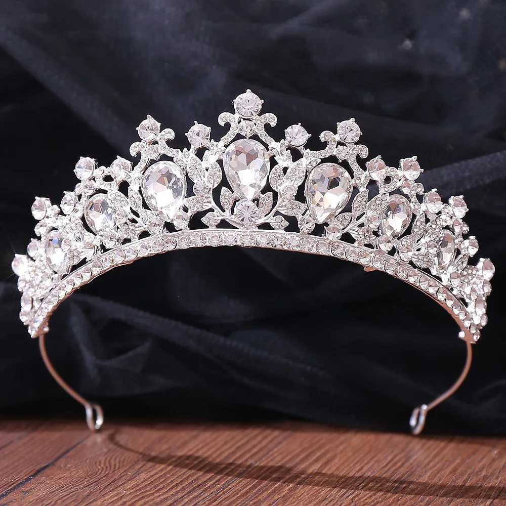 Tiaras Silver Color Accessoires de cheveux de mariage Luxury Crystal Crown Tiara For Women Crown Criffe Bridal Hair Bijoux Tiaras