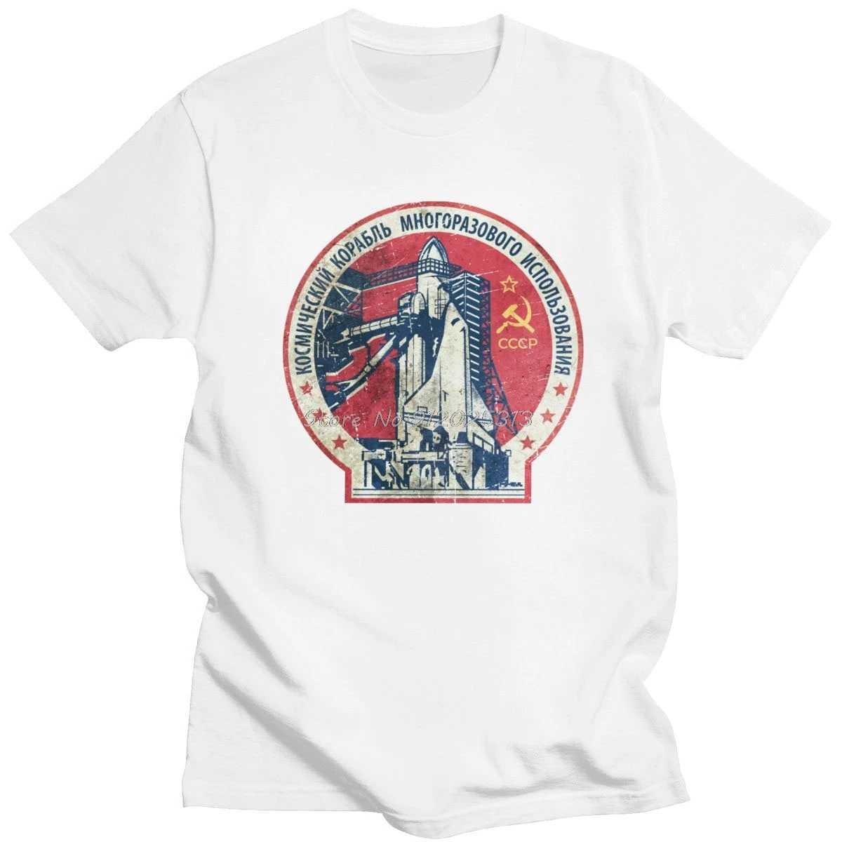 Magliette maschile maschile cccp russia shirt dell'Unione sovietica maglietta in cotone corto in cotone USSS Space Interkosmos Boctok Rocket Space Shuttle T240425