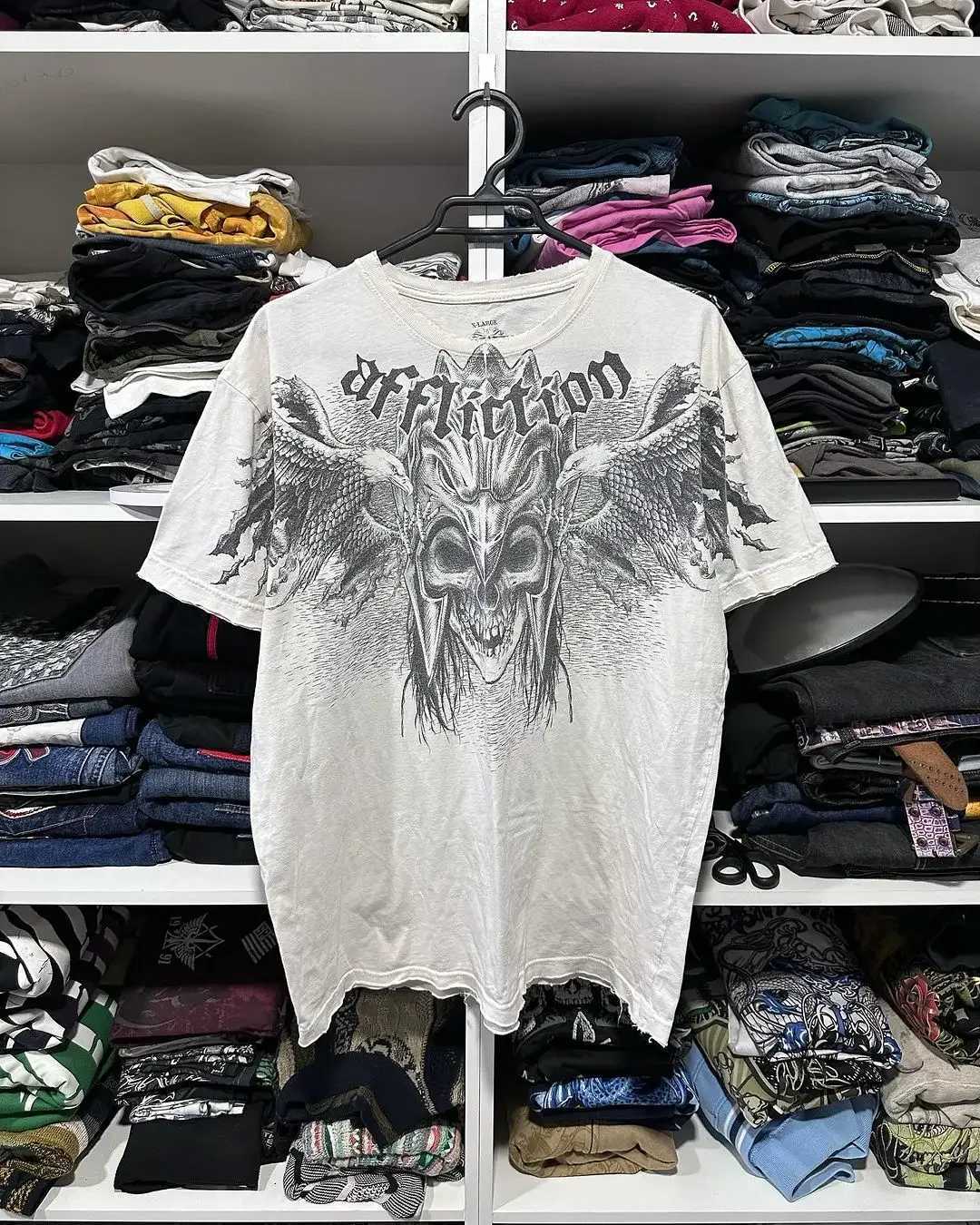 T-shirts masculins y2k tshirt nouveau hip hop skull motif rond rond oversize vintage mens womens court slved gothic vêtements tops h240429