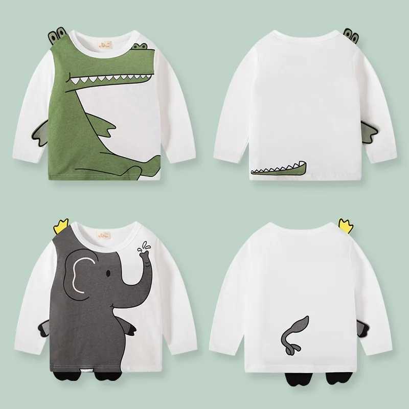Camisetas tuonxye meninos camisetas de outono de outono de elefante de elefante de elefante de elefante de camisa infantil de camisa casual de manga longa de manga longa