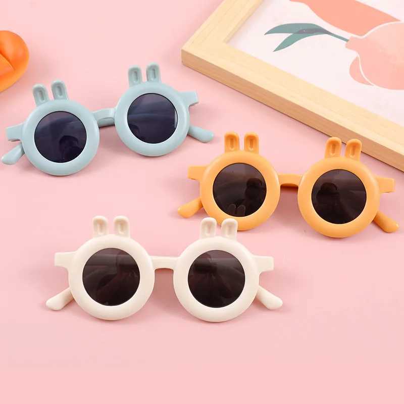 Güneş gözlüğü yeni çocuk tavşan kulak oyuncak gözlükleri ve kızlar için fotoğraf çeken kızlar için sevimli bebek koruyucu güneş UV400 gözlük H240429
