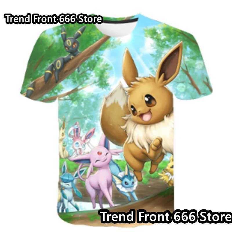 T-Shirts Erkek ve Kız Cep Canavar T-Shirt Pok Mon Anime 3D Sokak Giyim Sıradan Moda Ekstra Büyük T-Shirt Çocuk T-Shirtl2404