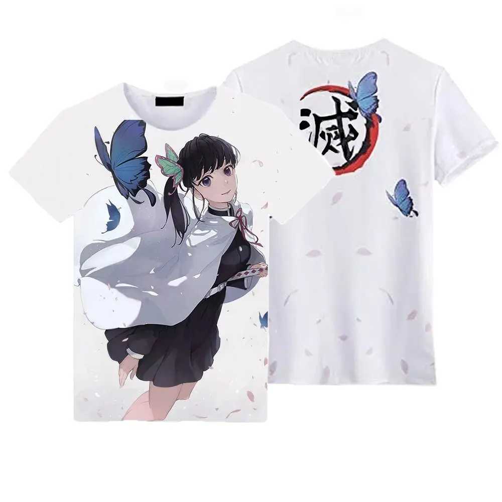 T-shirts Nieuwe Summer Fashion Anime Devil Killer Kochou Shinobu 3D T-Shirt Childrens Casual T-Shirt Boys and Girls Unisex Clothing Extra grote T-shirtl2404