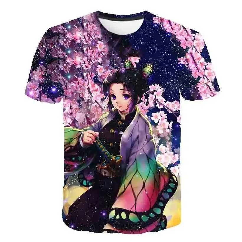 T-shirts Nieuwe Summer Fashion Anime Devil Killer Kochou Shinobu 3D T-Shirt Childrens Casual T-Shirt Boys and Girls Unisex Clothing Extra grote T-shirtl2404