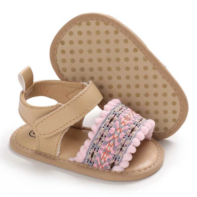 Sandales mignonnes sandales brodées imprimées pour les bébés filles d'été chaussures plats confortables 0-18 mois chaussures de marche bébé240429