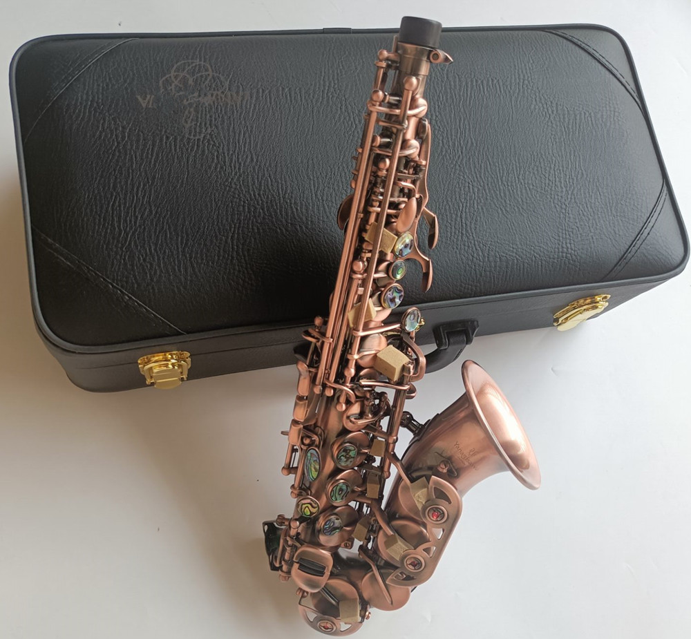 Nouveau saxophone soprano incurvé S-991 Red Antique Copper Professional