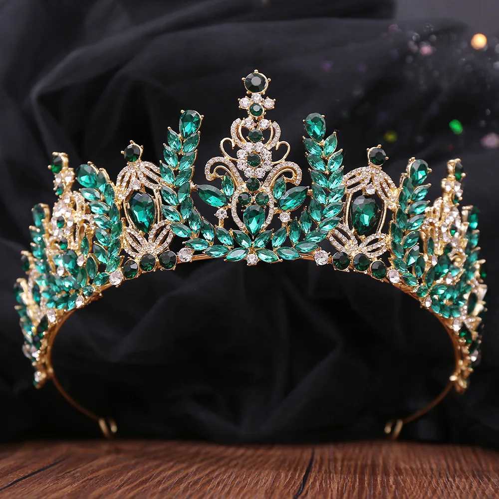 Tiaras 7 kleuren Luxe barokke opaal Crystal Tiara Crown For Women Wedding Party Dress Elegant Queen Bridal Bride Crown Headband