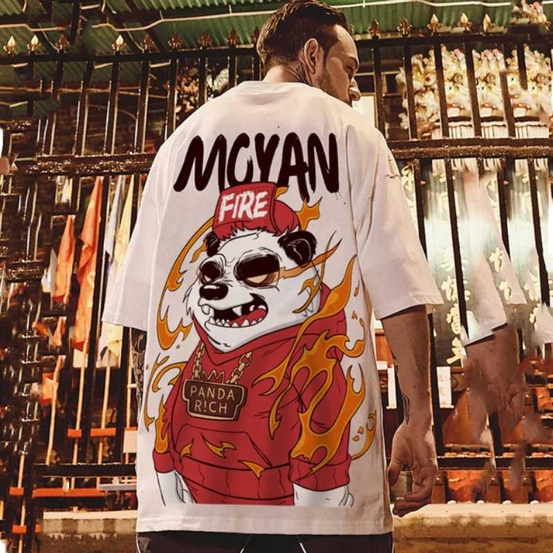 T-shirt maschile Kawaii Vintage Anime Panda Print Shirt Funny Mens Summer Leisure Short Short Shorted Mens Mens Plus Top Ropa Y2K T-shirtl2403